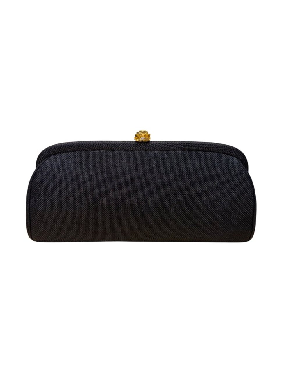 Morris Moskowitz Women’s Black Fabric With Gold Rose Claps Detail Clutch Purse